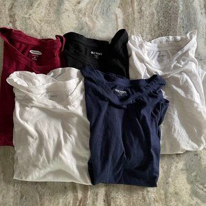 5 Old Navy EveryWear Crew-Neck T-Shirts 100% Cotton, L Tall